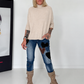 Strickpullover mit Turtleneck - beige