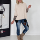 Strickpullover mit Turtleneck - beige