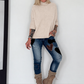 Strickpullover mit Turtleneck - beige