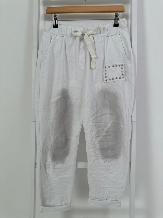 Trousers model "Studs" - white
