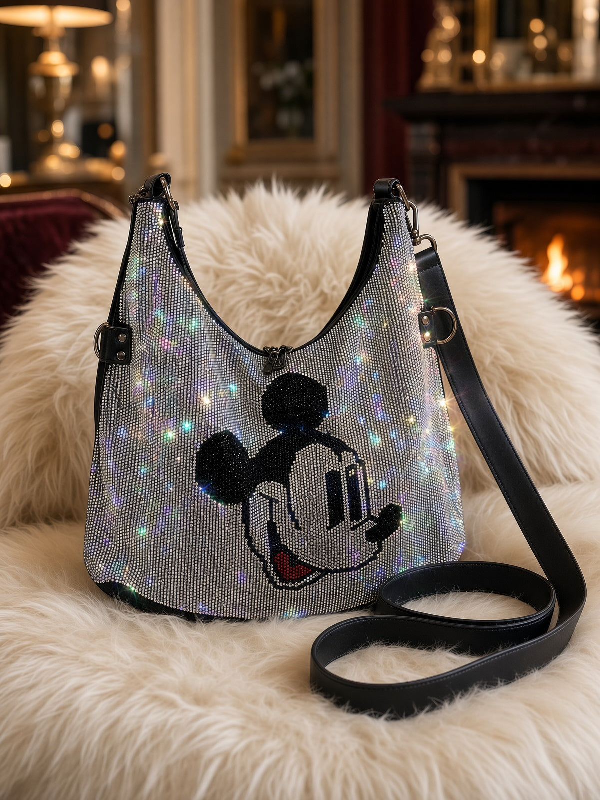 Stylische Tasche mit Strassdetails - schwarz-silber