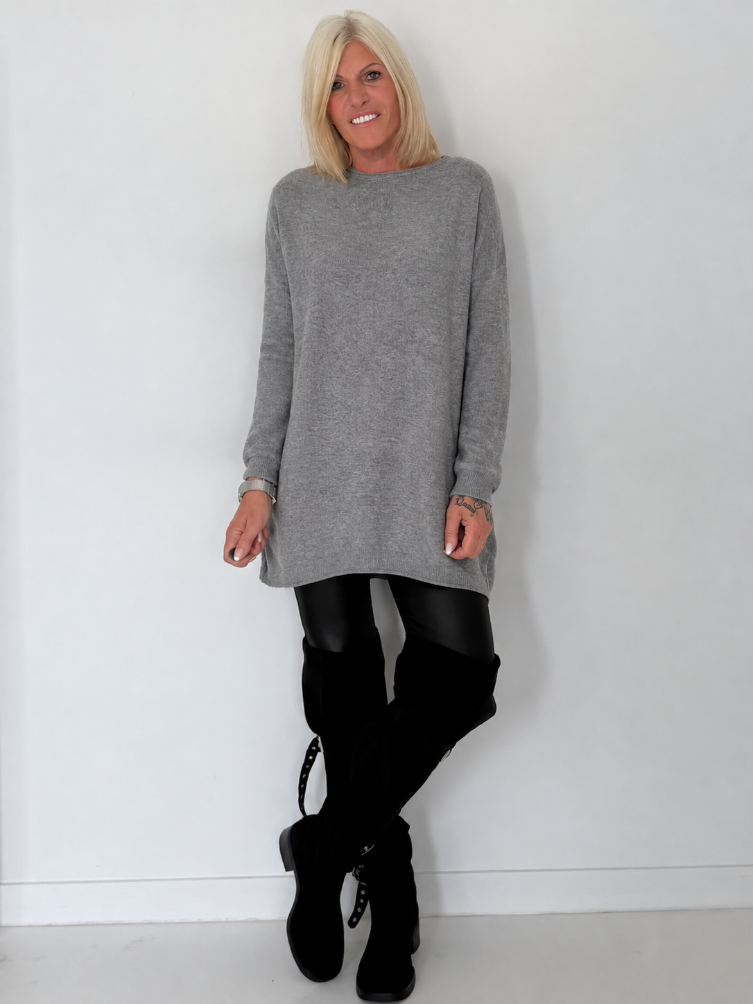 Longpullover - grau