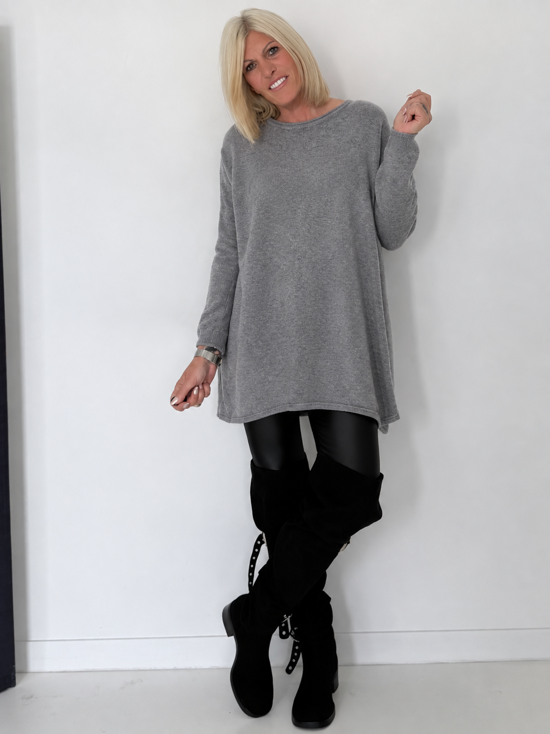 Longpullover - grau