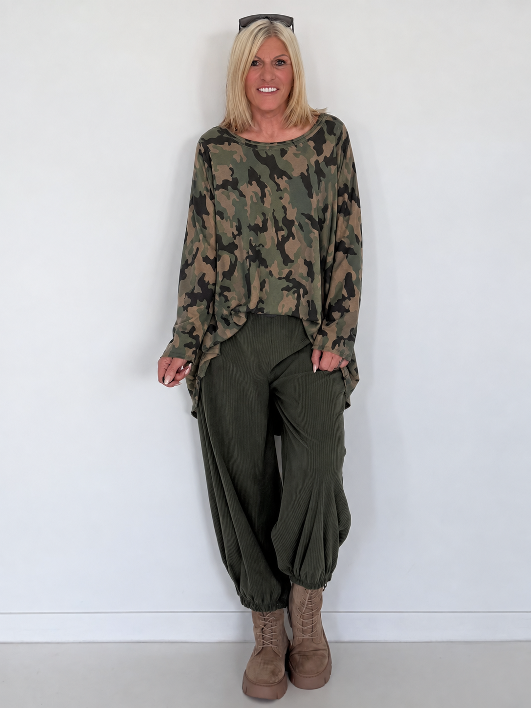 Shirt im Allover-Camouflage-Look - oliv-mehrfarbig