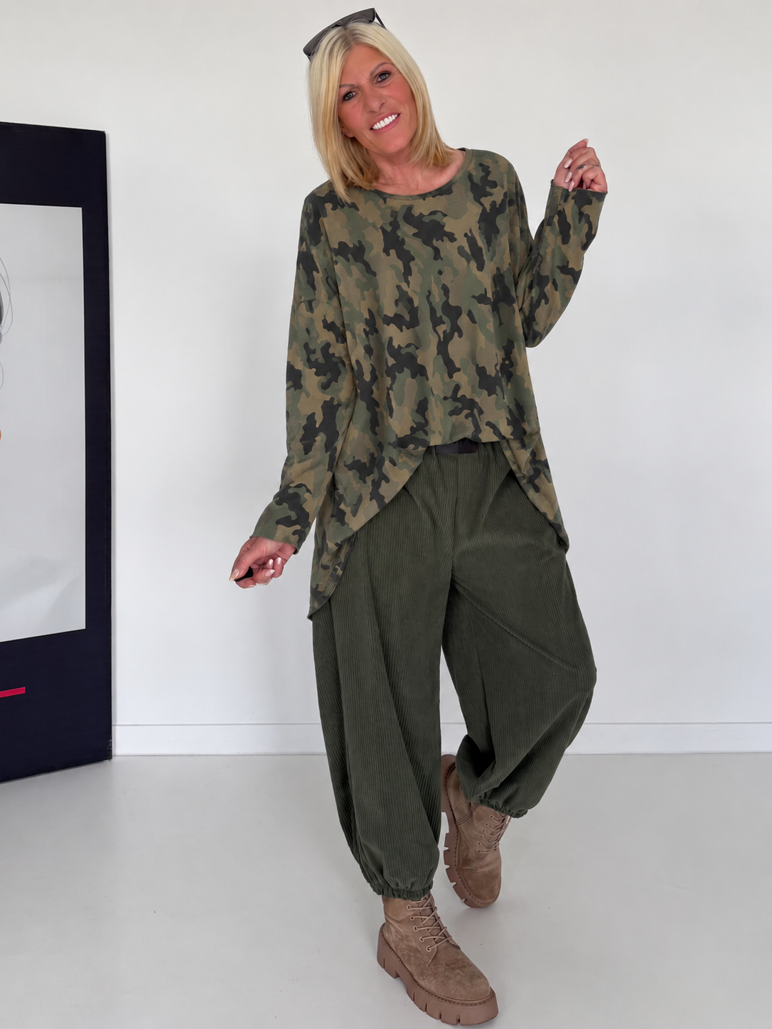 Shirt im Allover-Camouflage-Look - oliv-mehrfarbig