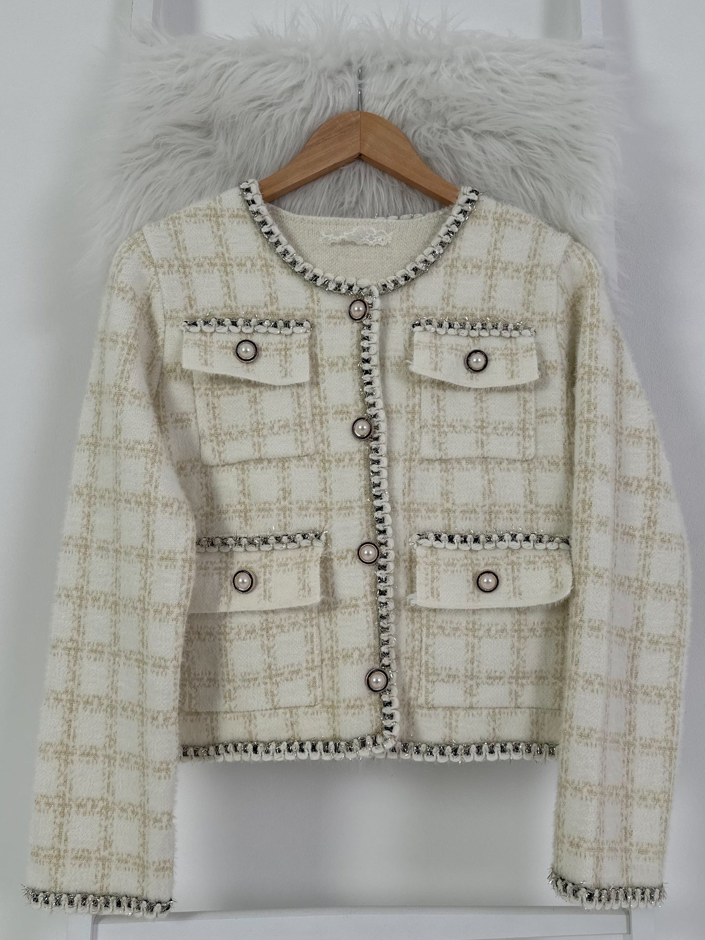 Second choice checkered jacket model "Soft Paris" - ecru