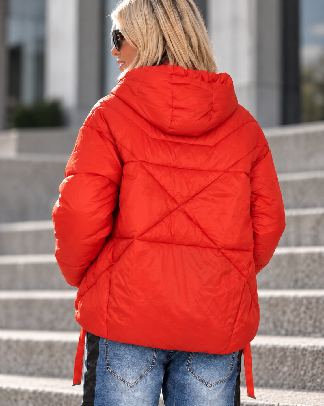 Daunenjacke mit Kapuze - orange
