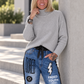 Weicher Pullover mit Stehkragen - grau
