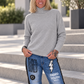 Weicher Pullover mit Stehkragen - grau