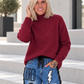 Weicher Pullover mit Stehkragen - burgundi