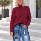 Weicher Pullover mit Stehkragen - burgundi