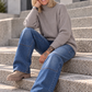 Weicher Pullover mit Stehkragen - taupe