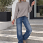 Weicher Pullover mit Stehkragen - taupe
