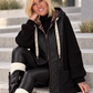 Oversized jacket in a mixed material design - black