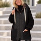 Oversized jacket in a mixed material design - black