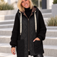 Oversized jacket in a mixed material design - black