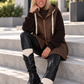 Oversized jacket in a material mix - mocha