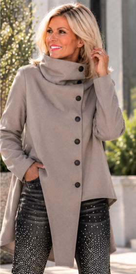 Stylischer asymmetrischer Blazer - taupe