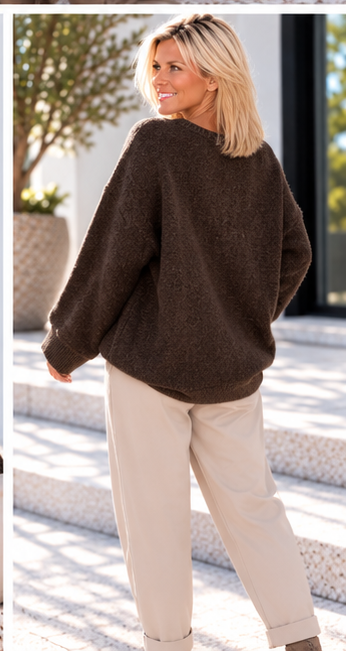 Kuscheliger Pullover Club Amour - mokka-beige