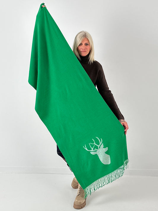 XXL sjaal model "Deer" - smaragdgroen
