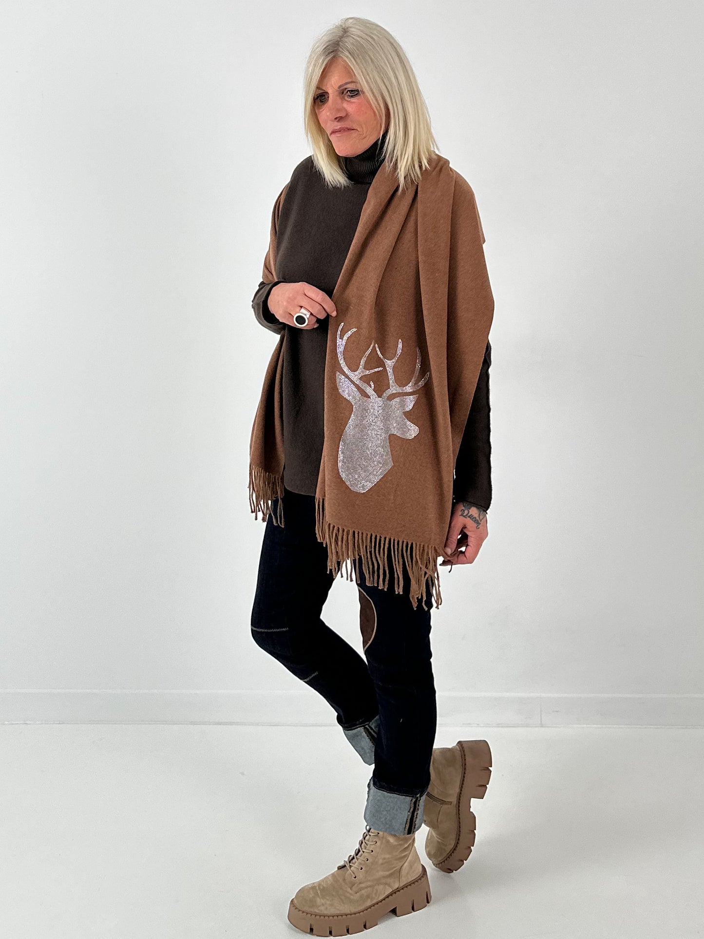 XXL sjaal model "Deer" - cappuccino
