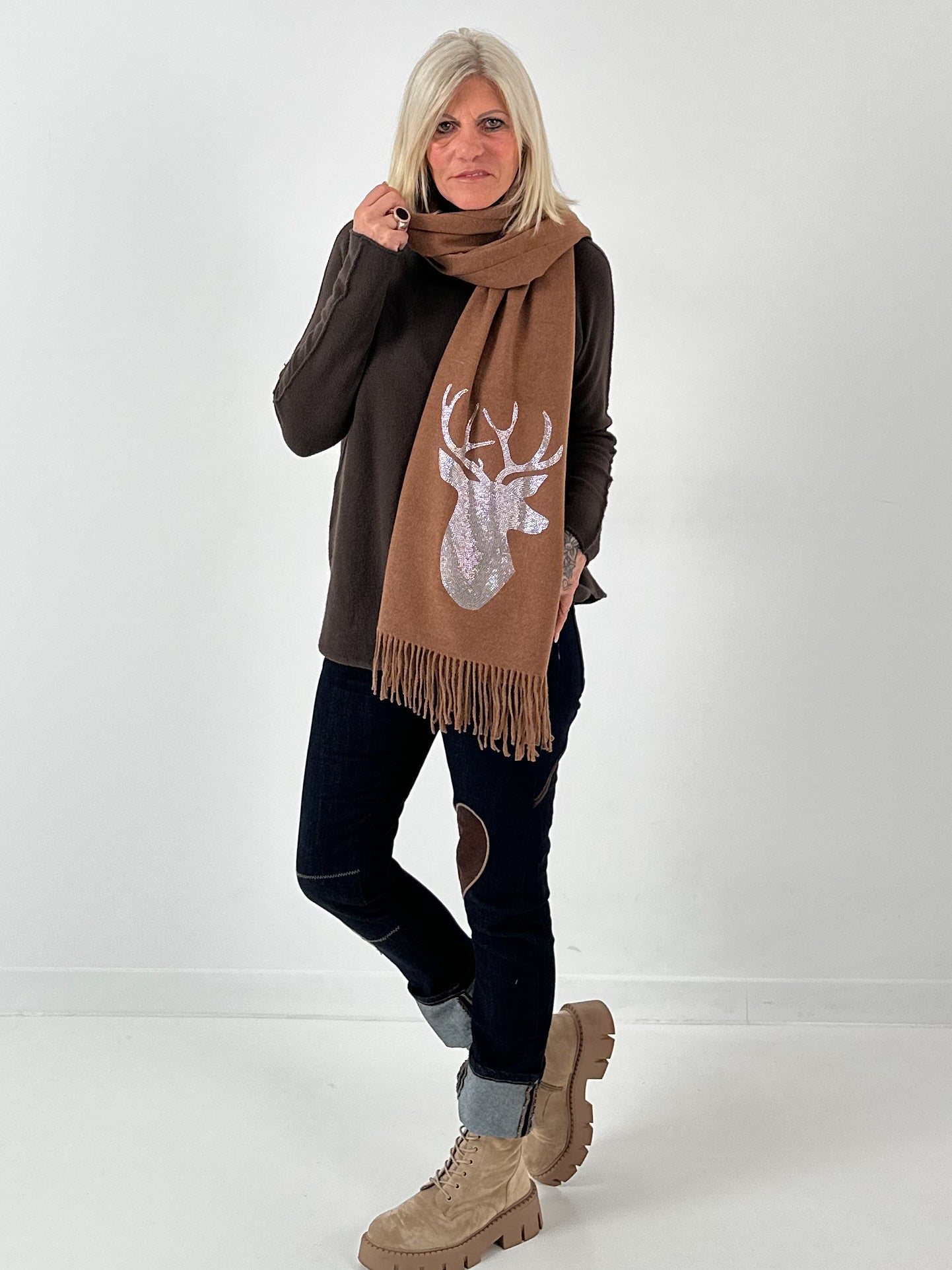 XXL sjaal model "Deer" - cappuccino