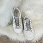 Sneakers met glitterveter en label "Mana" - wit