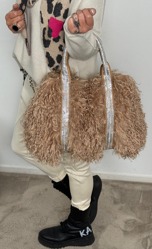 Fur bag "Juna" - taupe