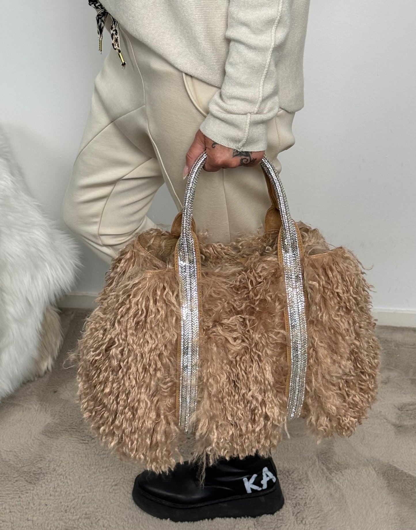 Fur bag "Juna" - taupe