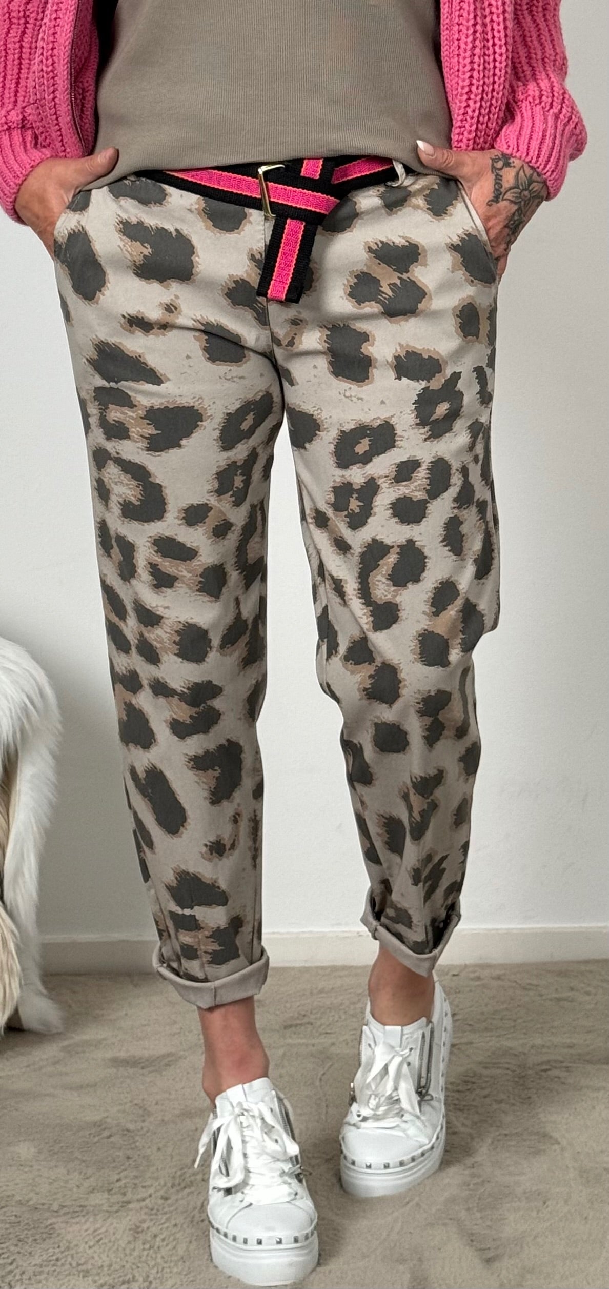 Broek met riem "Malea" - taupe