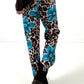 Pants model "Wild Blossom" - turquoise-multicolored