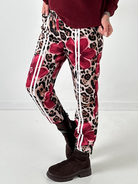 Pants model "Wild Blossom" - burgundy-multicolored