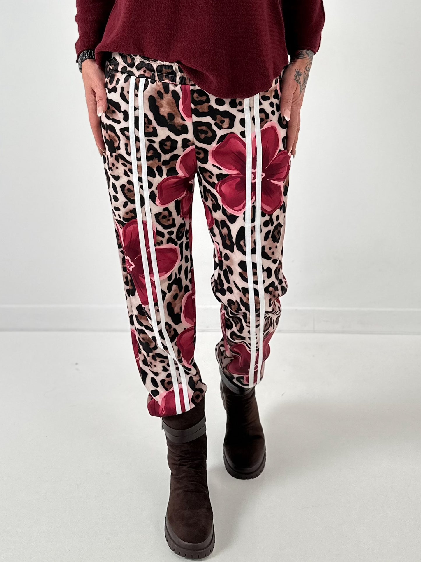 Pants model "Wild Blossom" - burgundy-multicolored