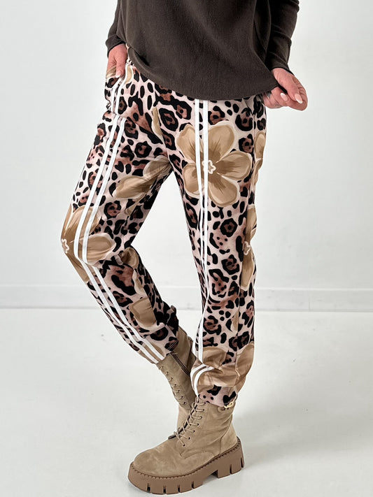 Pants model "Wild Blossom" - taupe-multicolored