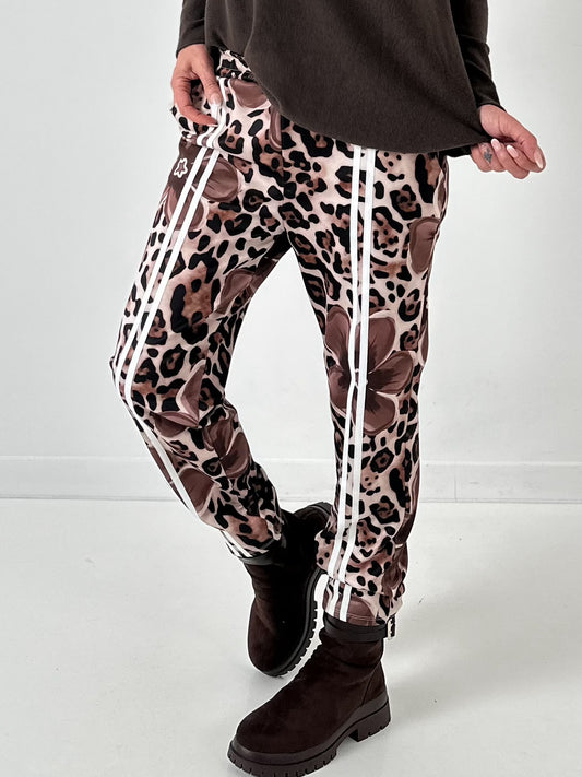 Pants model "Wild Blossom" - chocolate-multicolored