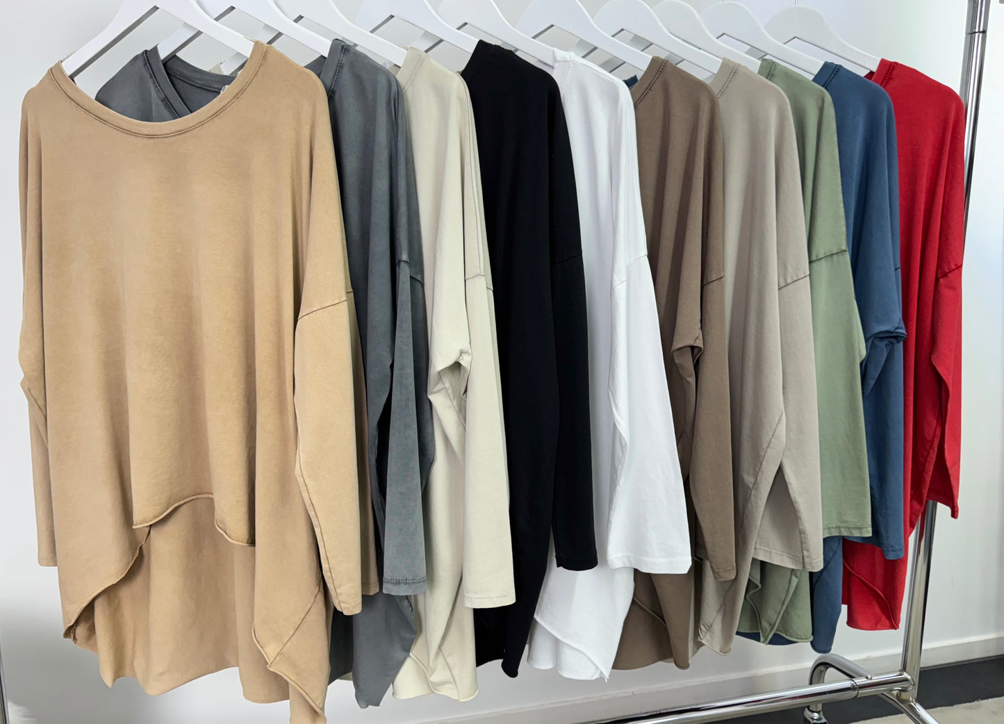 Oversized long-sleeved shirt "Babsi" - 10 colours