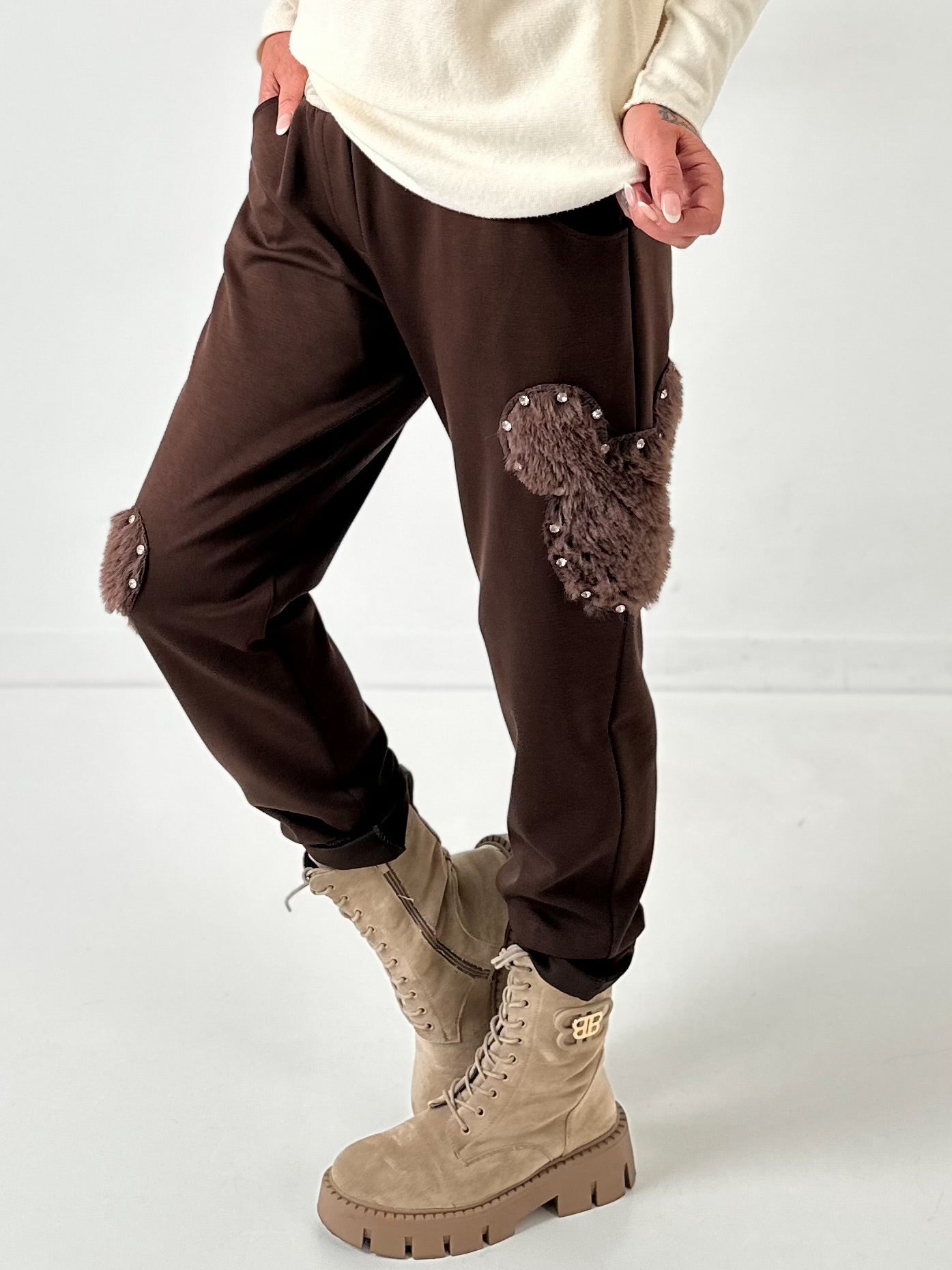 Pants model "Furry Patch" - chocolate