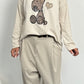 Shirt with Leo print and glitter stones "Dog" - beige