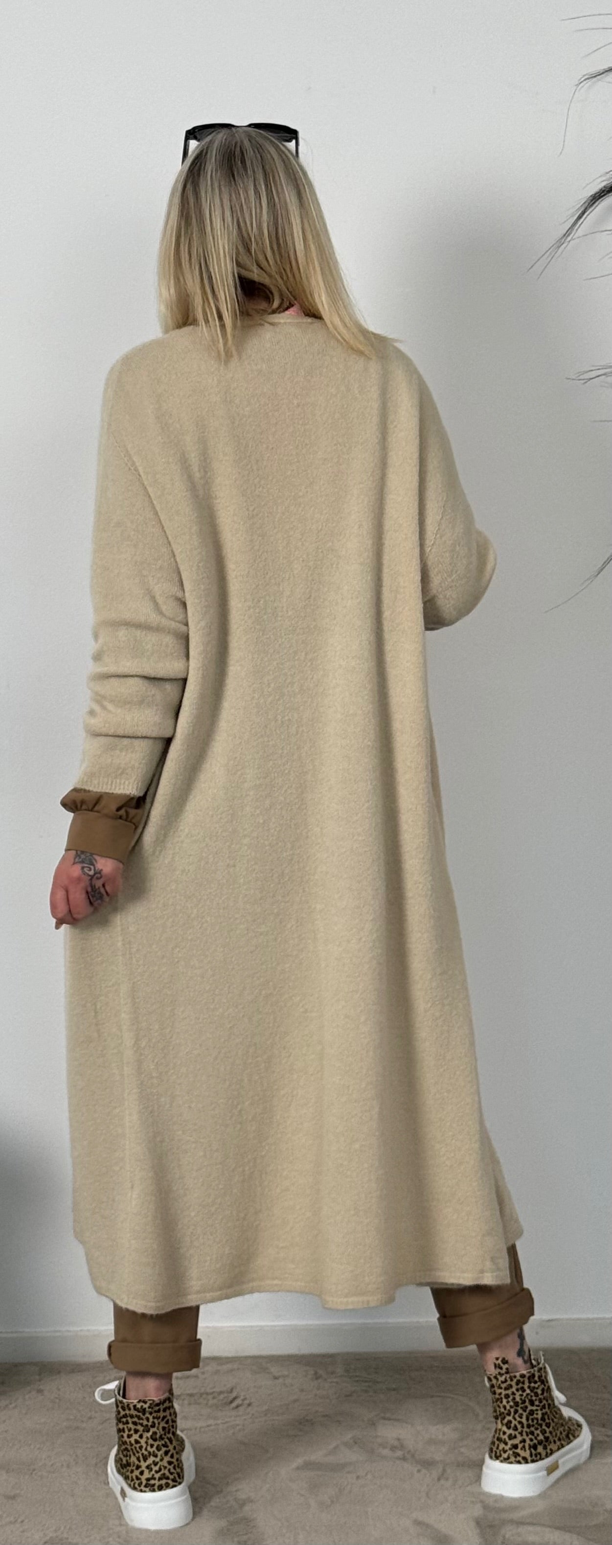 Long knitted coat "Baily" - beige