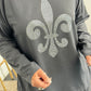 Shirt mit Glitzersteinchen "Fleur-de-lis" - anthrazit