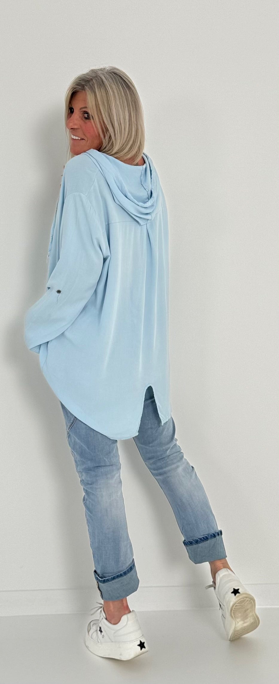 Hooded blouse model "Join" - light blue