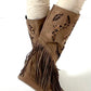Boots with fringes model "Pocahontas" - taupe-leo