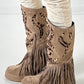 Boots with fringes model "Pocahontas" - taupe-leo