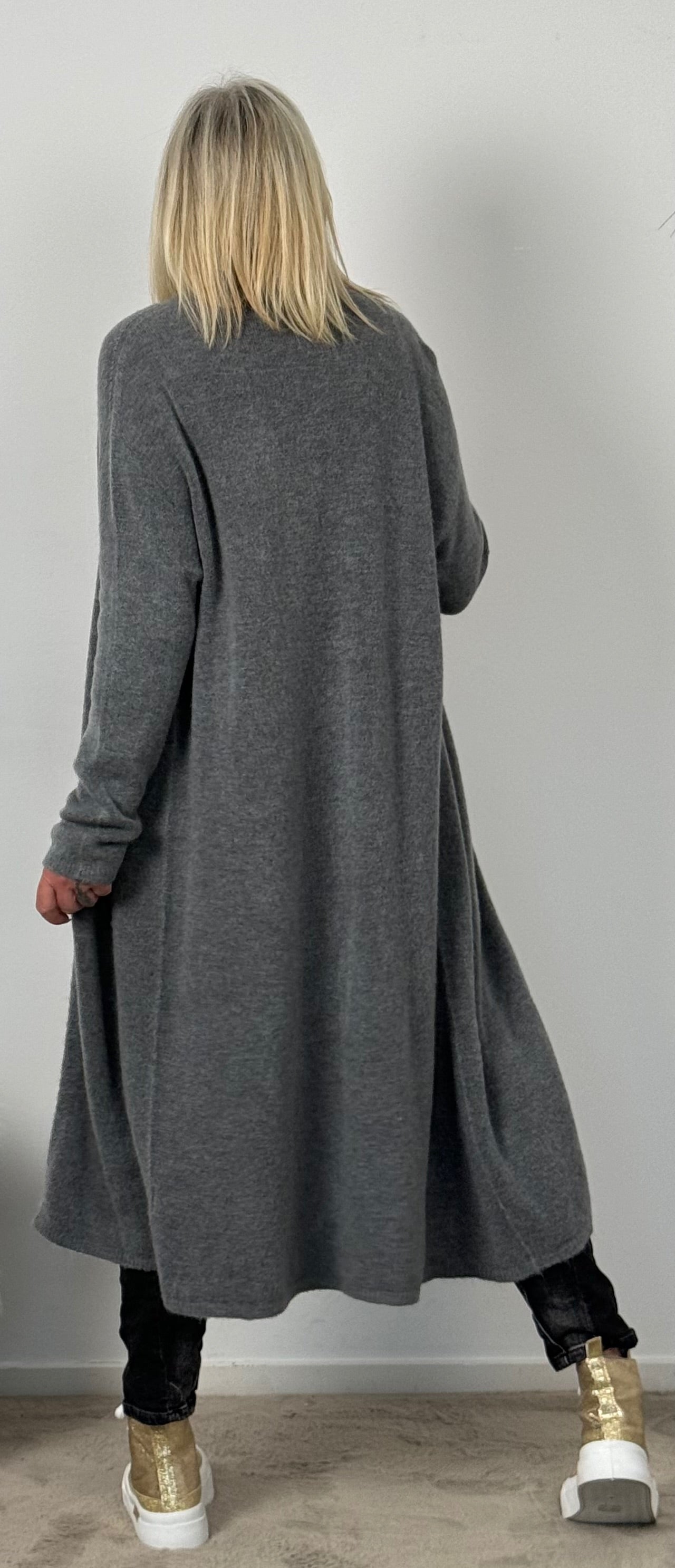 Long knitted coat "Baily" - grey