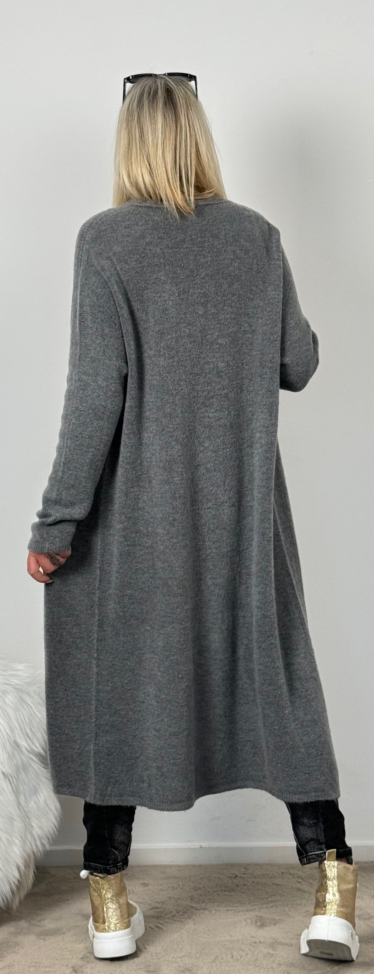 Long knitted coat "Baily" - grey