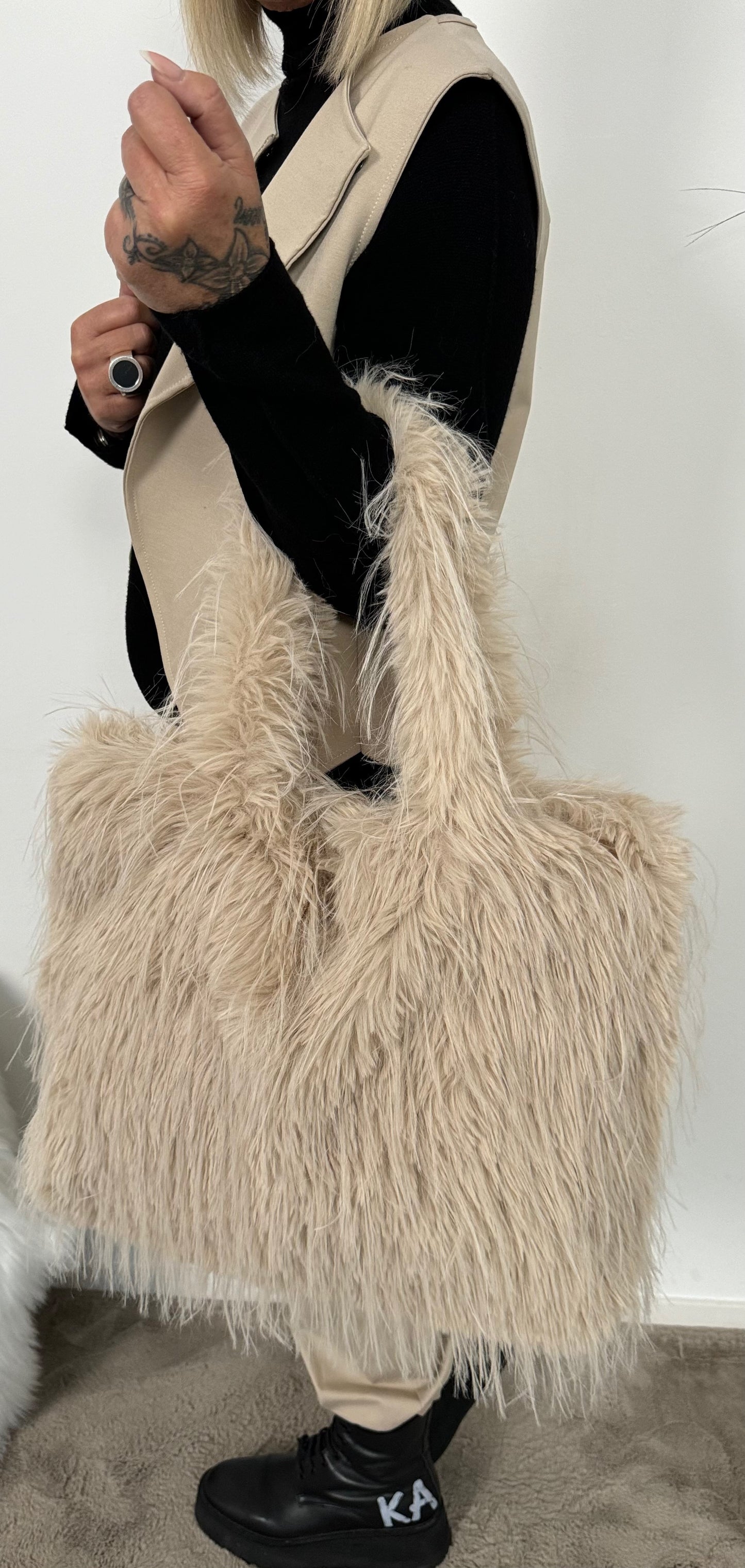 fur bag "Nika" - beige