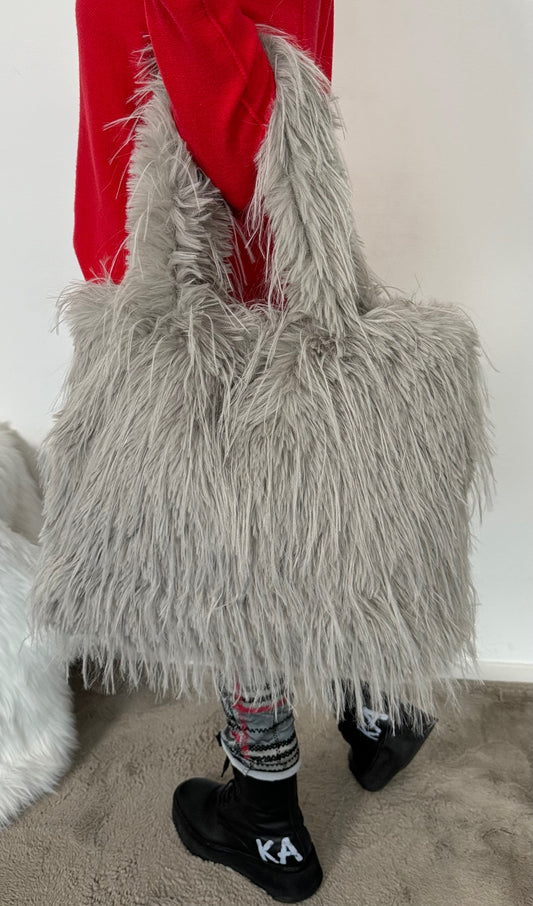 XXL fur bag "Nika" - grey