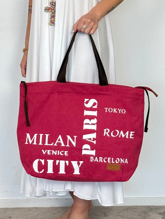 Shopper mit Reißverschluss "Milano" - bordeaux rot