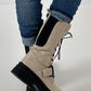Bootie model "Buckle Down" - beige-black