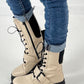 Bootie model "Buckle Down" - beige-black